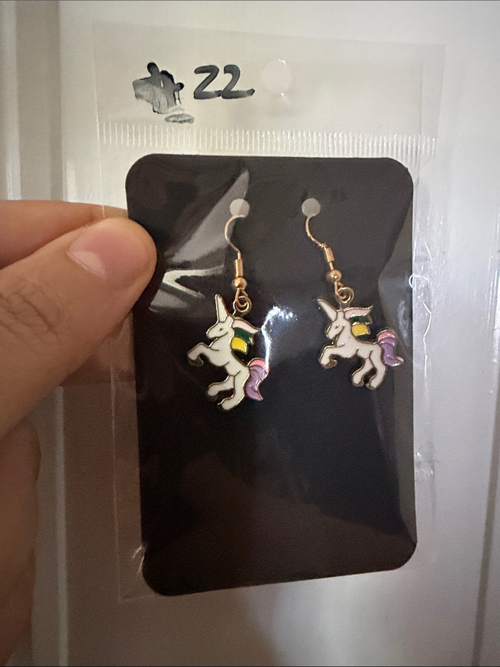 Unbranded White Unicorn Dangle Earrings for Kids